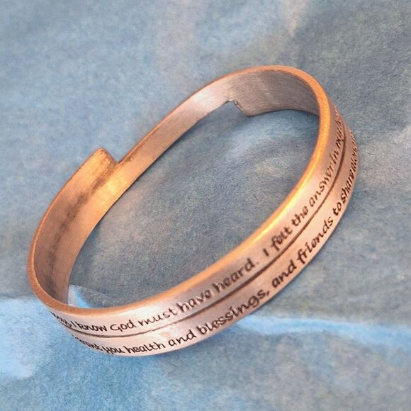 Inspirational Pewter Bangle Bracelet Engraved Unisex I said a prayer for you VTG - Picture 6 of 13